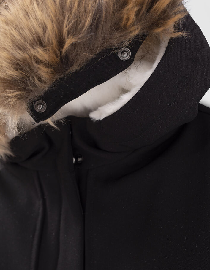 Parka 2-en-1 noire pailletée et veste matelassée fille