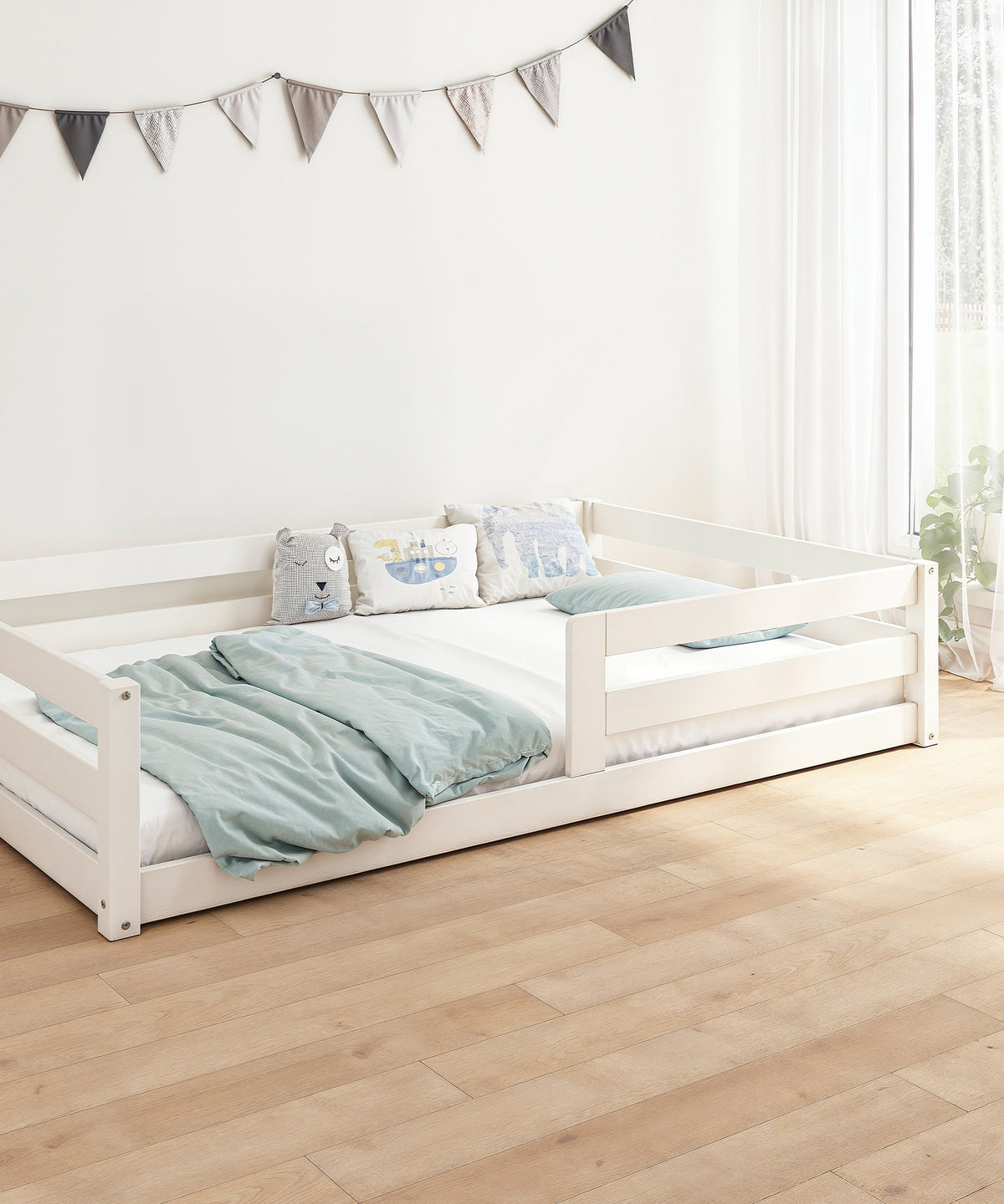 Bodenbett Kiefer K3 Weiß