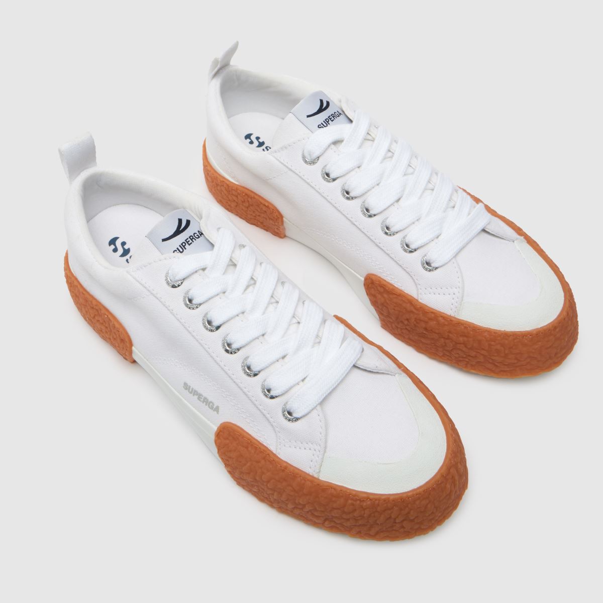 Superga 2660 – Vita randiga sneakers med stora bumpers