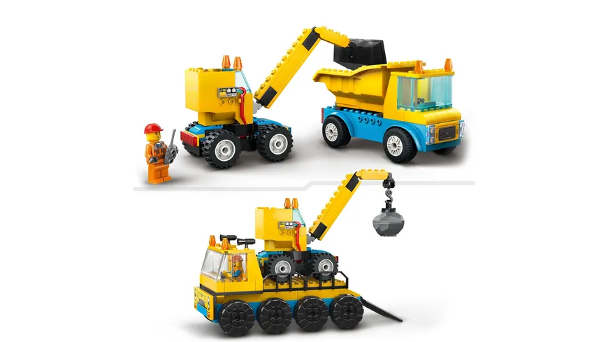 LEGO City 60391 Baufahrzeuge und Kran mit Abrissbirne