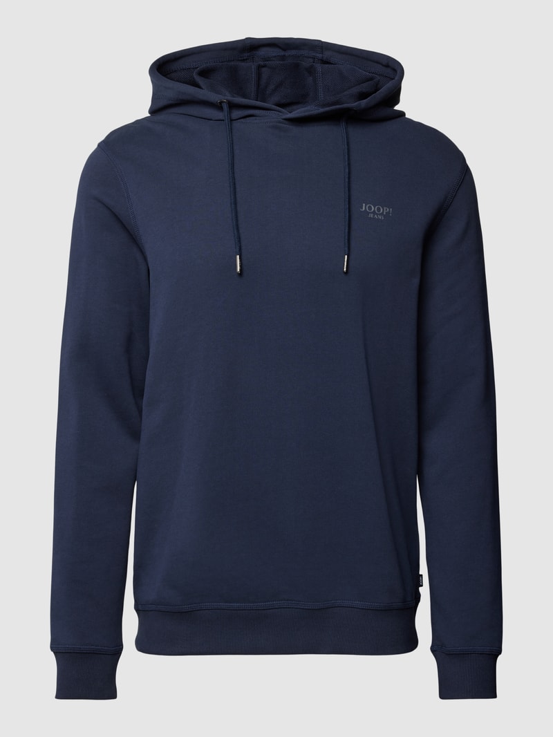 Hoodie mit Label-Print Modell 'Samuel' in marineblau