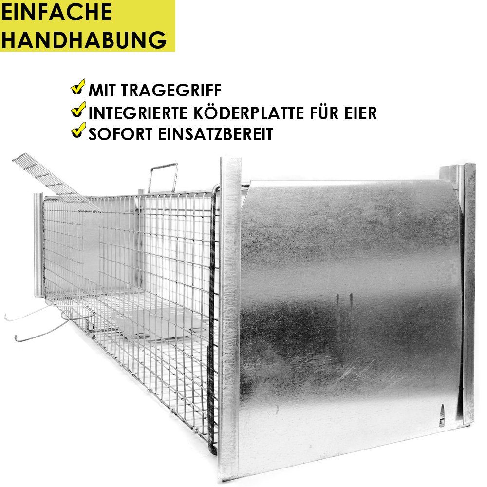 Petigi Köderbox Tierfalle Lebendfalle Marderfalle Stable Drahtfalle 120 x 26 x 26 cm