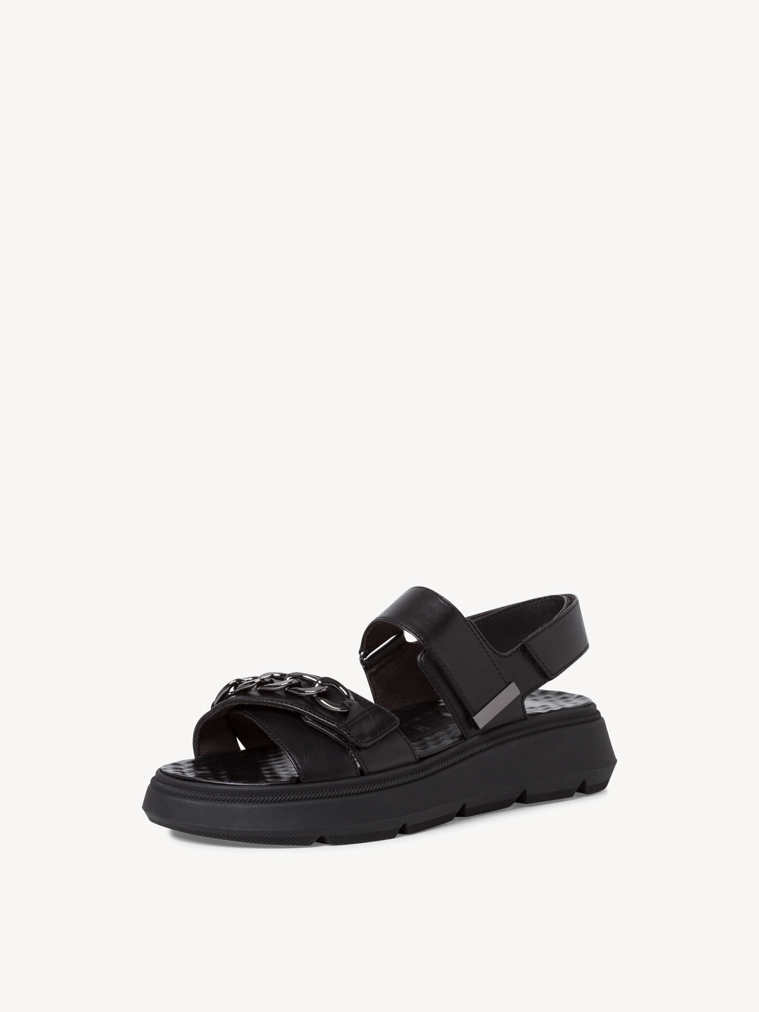 Sandale à talon en cuir - noir