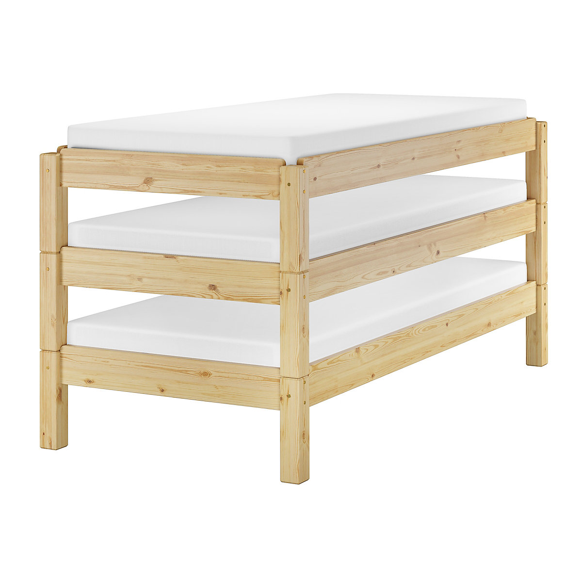 Gästebett 90x200 Kiefer massiv mit Rollrost und Matratze