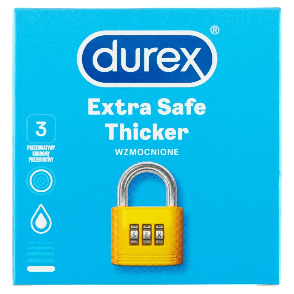 Camisinhas Durex Extra Safe, pacote com 3 unidades.