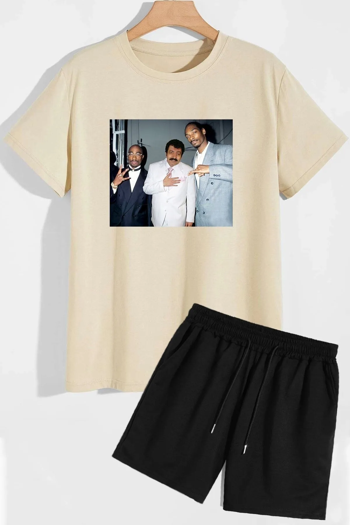 trendypassion  Müslüm bedrucktes Shorts-T-Shirt-Trainingsanzug-Set
