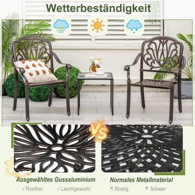 COSTWAY Gartenstuhl 2er Set Stapelstühle, mit Armlehnen