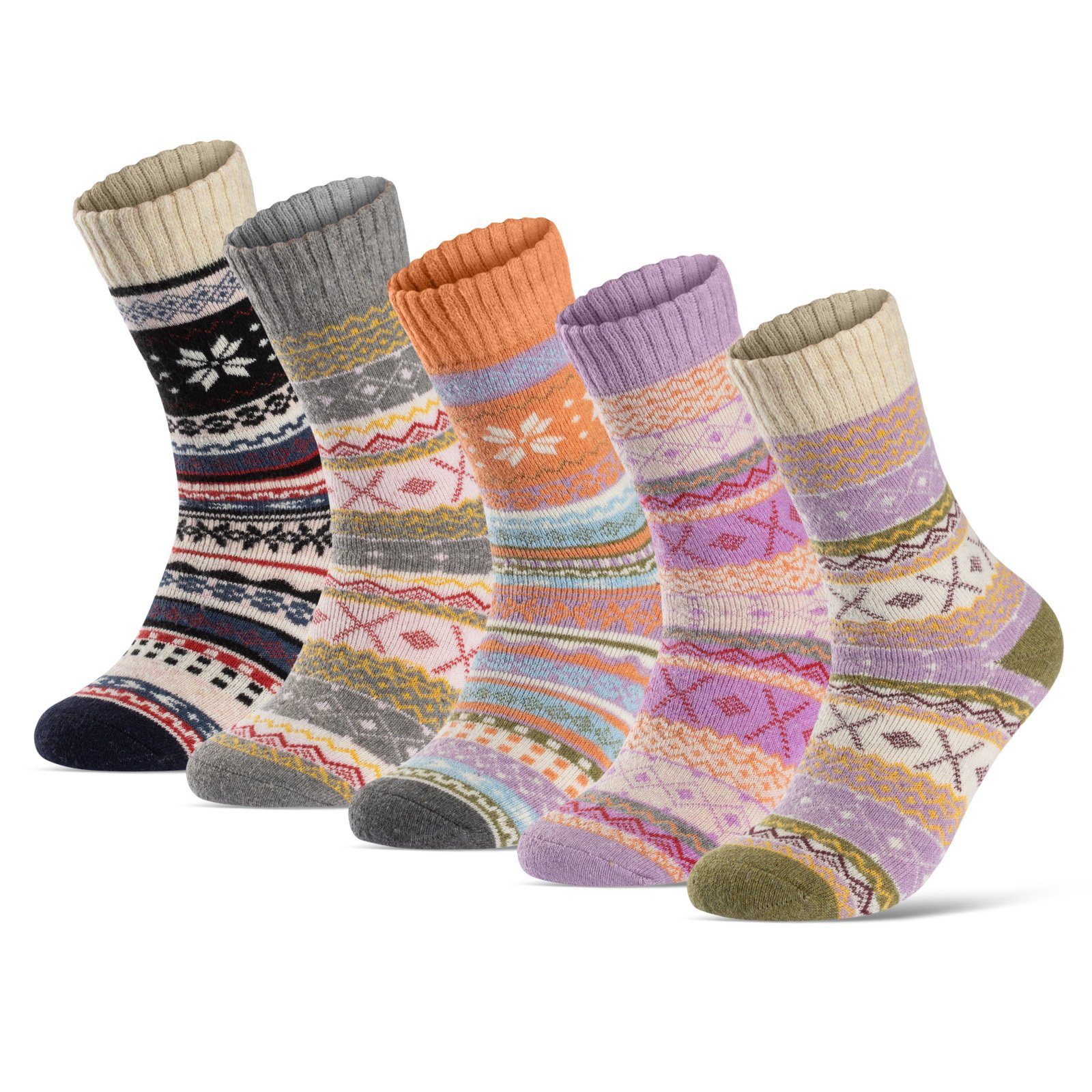 sockenkauf24 Thermosocken 5 Paar Damen & Herren dicke warme Wollsocken Innenfrottee Wintersocken WP