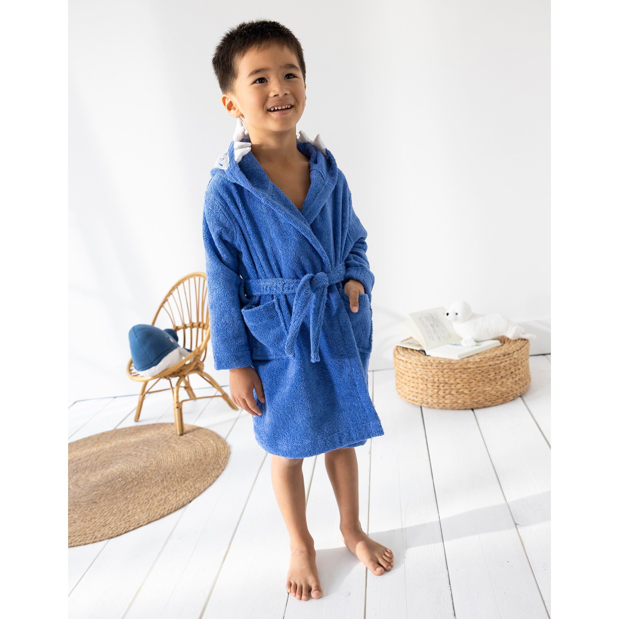 Peignoir de bain enfant requin éponge coton