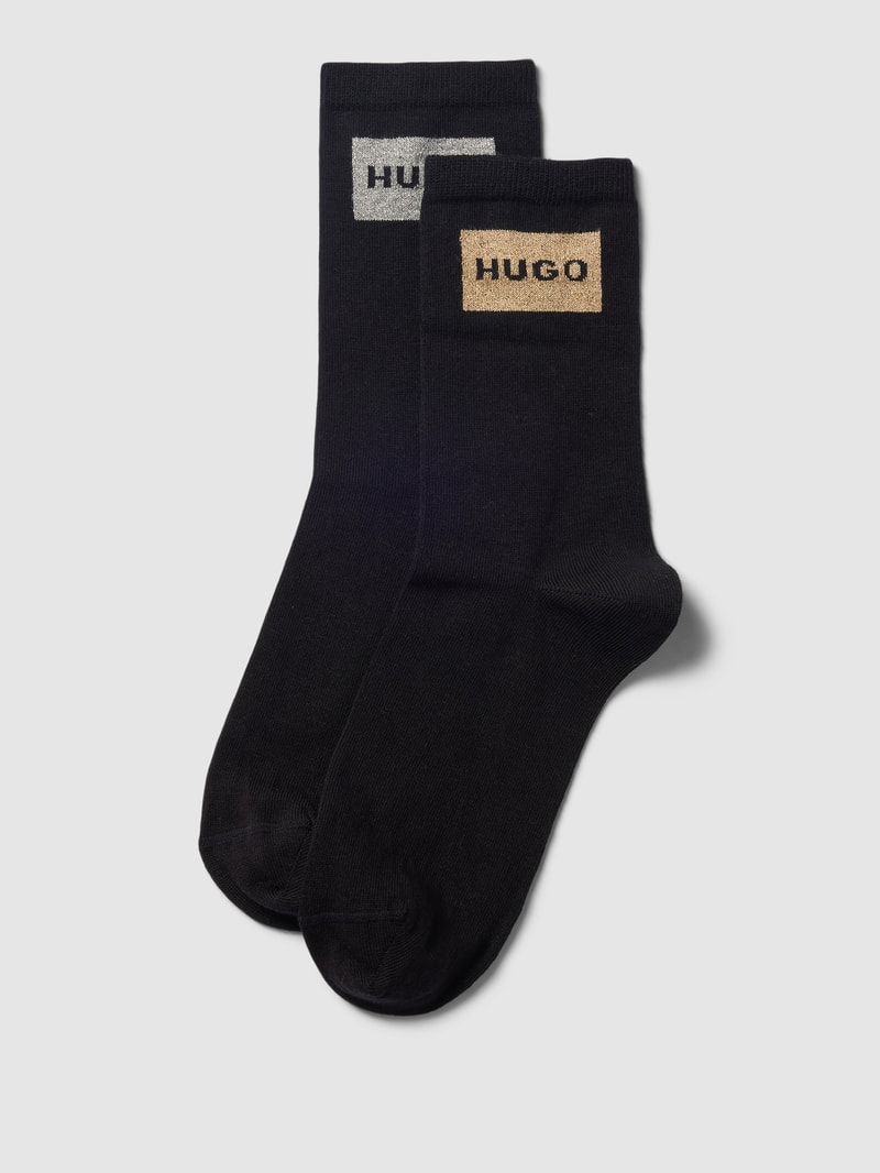 Socken mit Label-Detail im 2er-Pack in schwarz