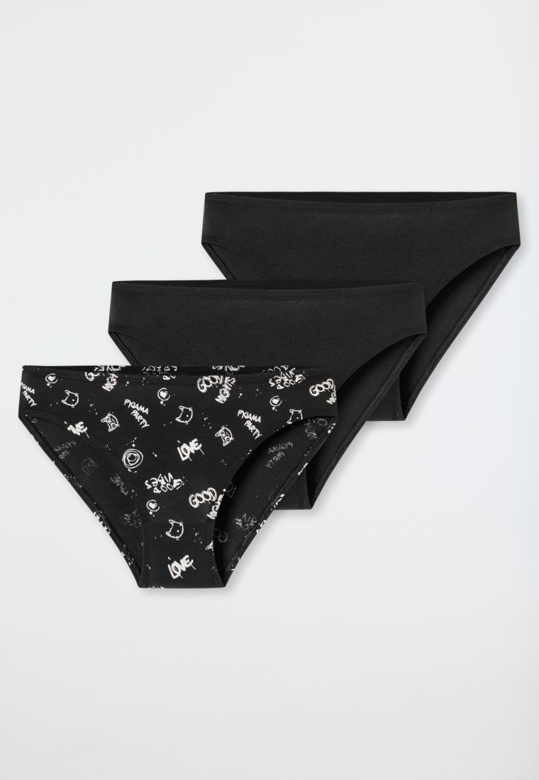 Slips 3er-Pack Organic Cotton schwarz bedruckt - 95/5