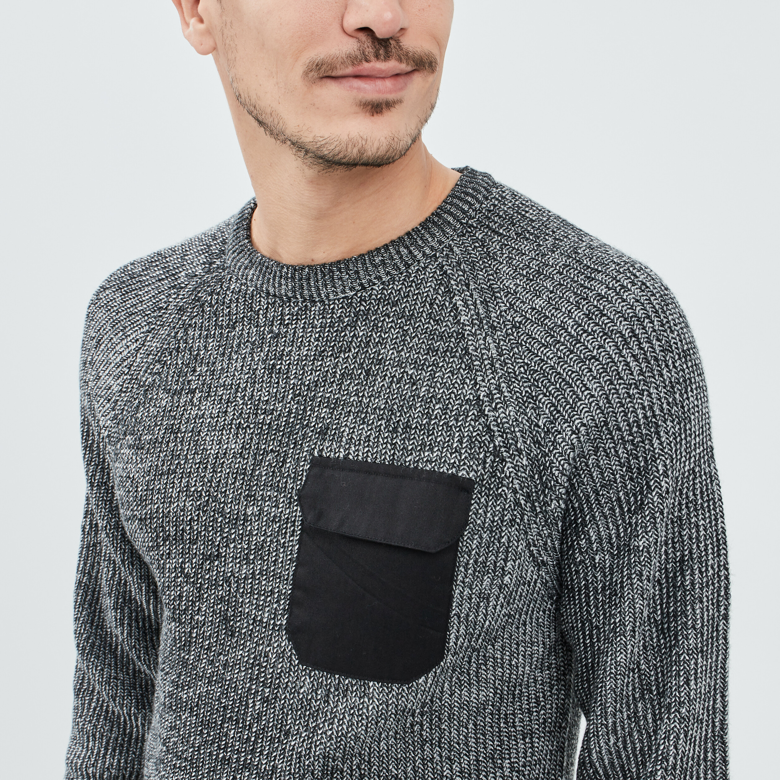 Pull avec poche gris foncé homme | La Halle