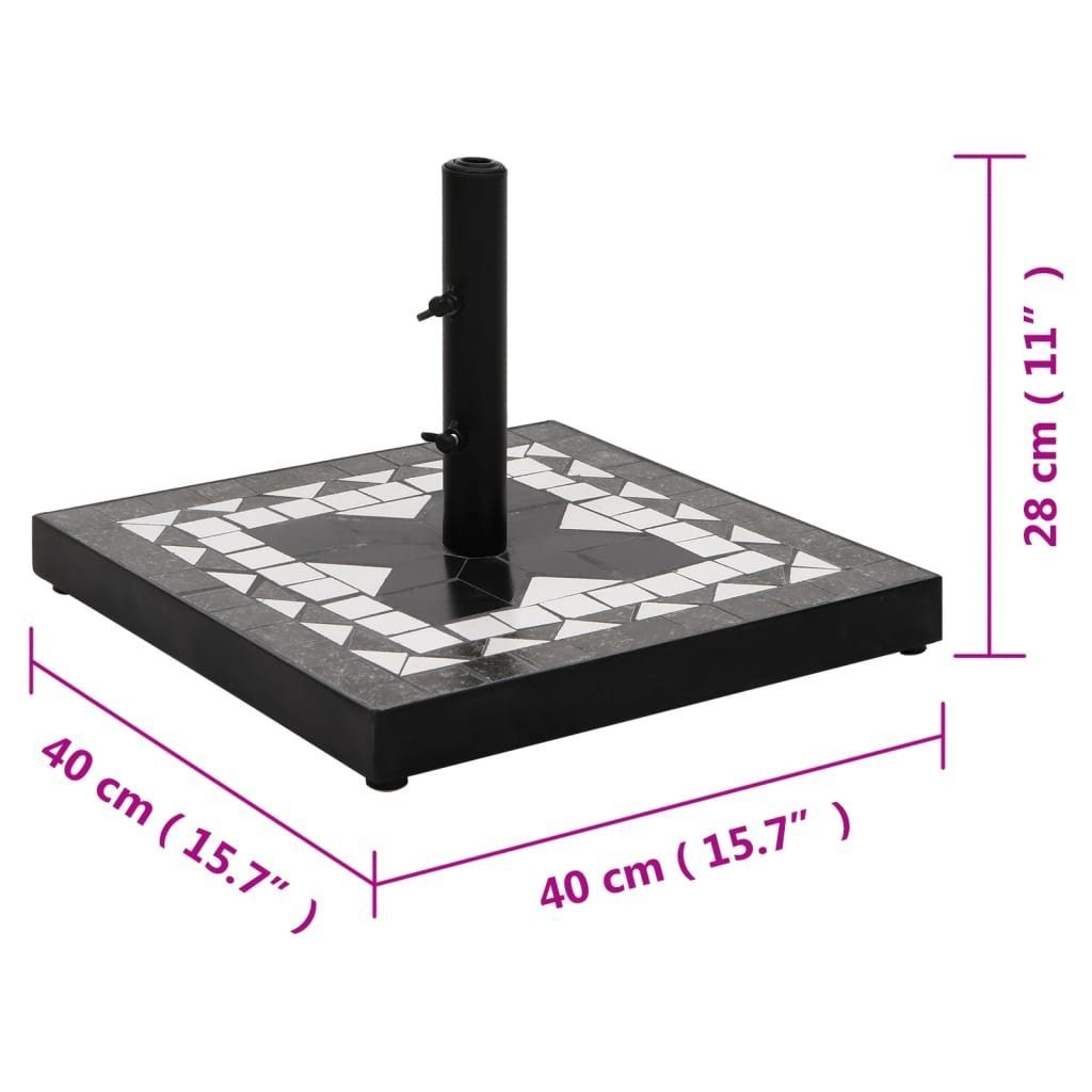vidaXL Schirmhalter Sonnenschirmständer Schwarz und Weiß Quadratisch 12 kg Schirmfuß
