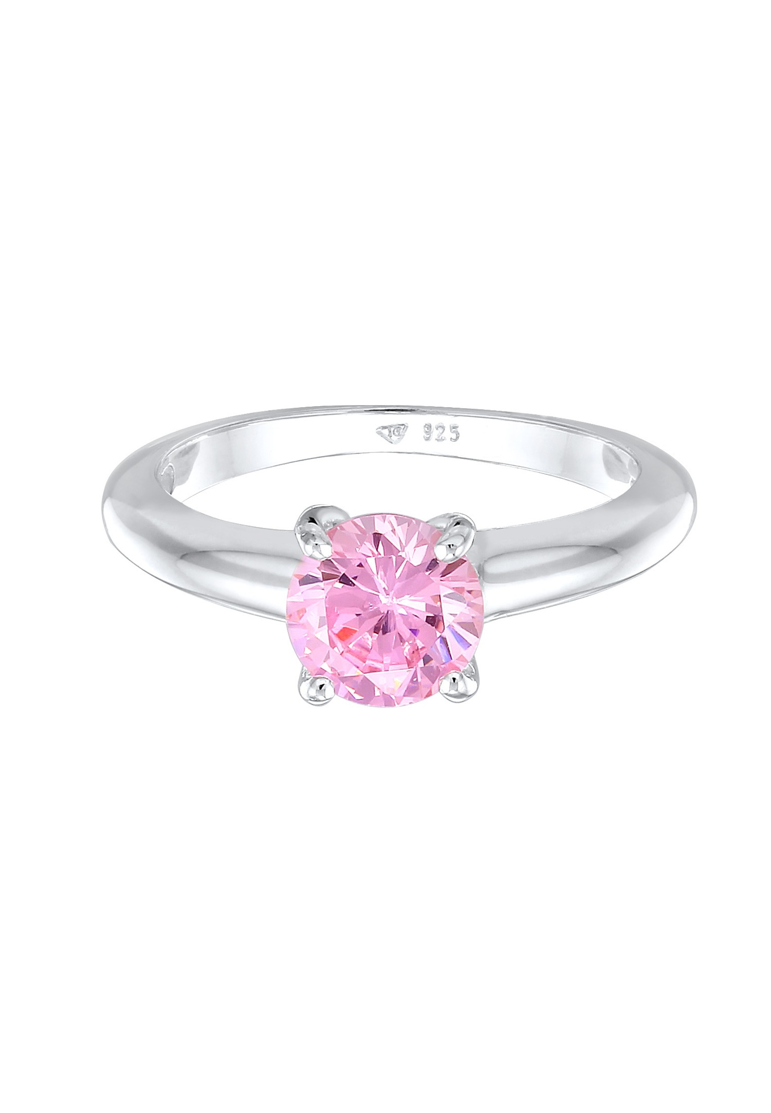 Bague solitaire Elli pour femme, de style classique, ornée d'un cristal de zircone cubique et montée sur argent sterling 925.