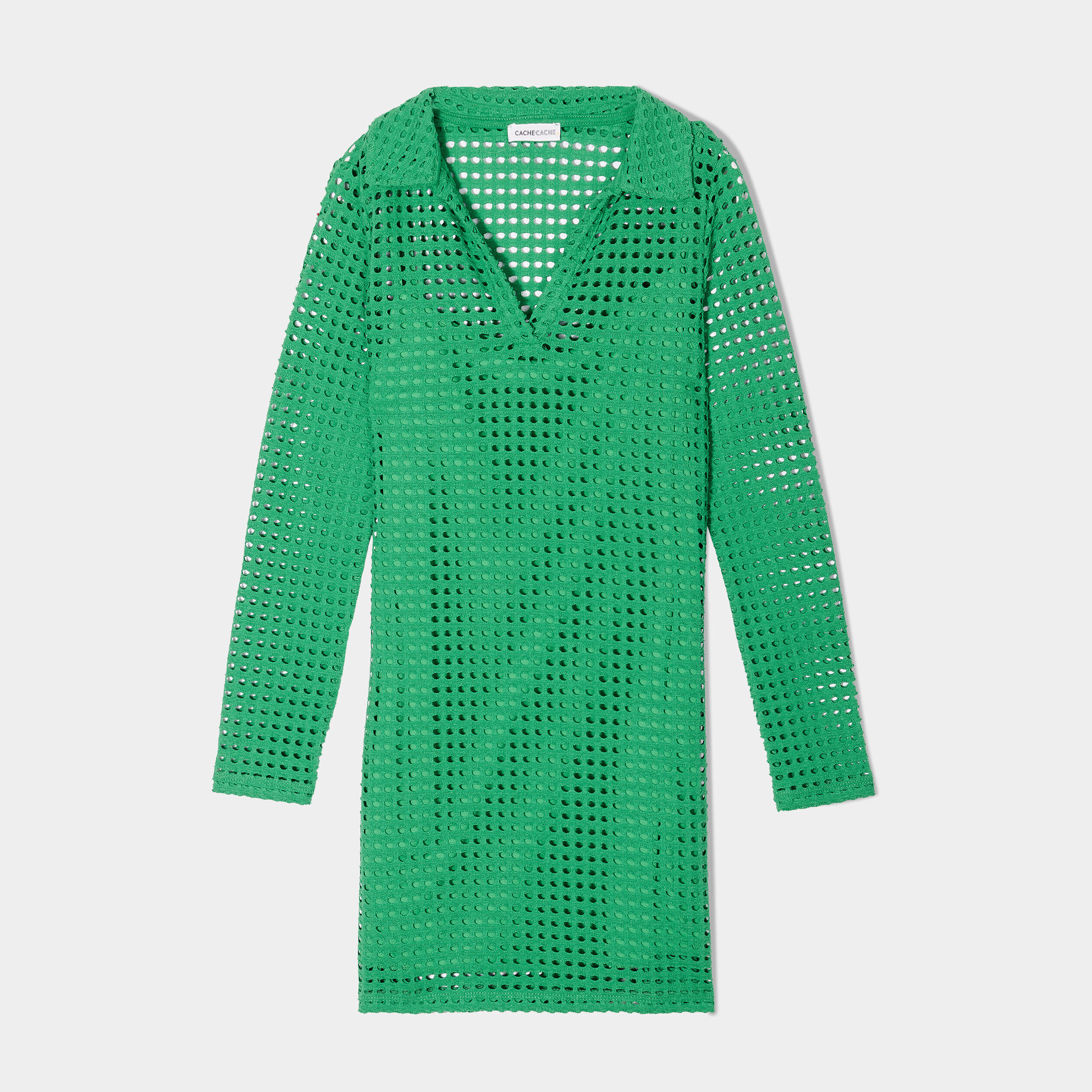 Robe droite doublure ajourée vert femme | Cache Cache