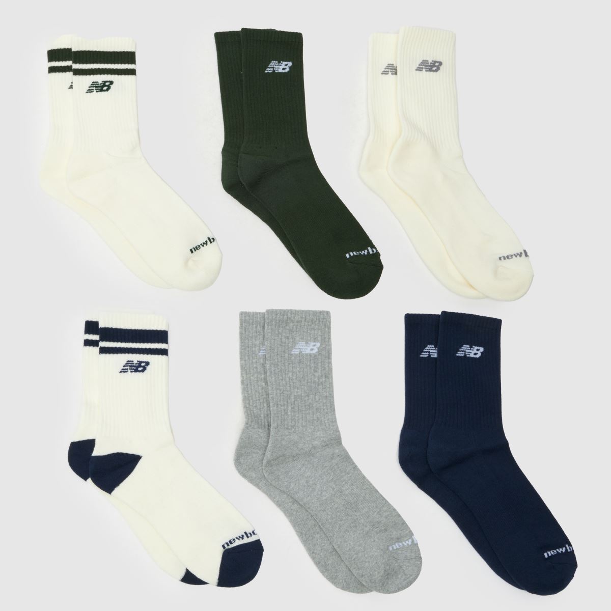 New Balance multifärgade strumpor mitt på vaden, 6-pack