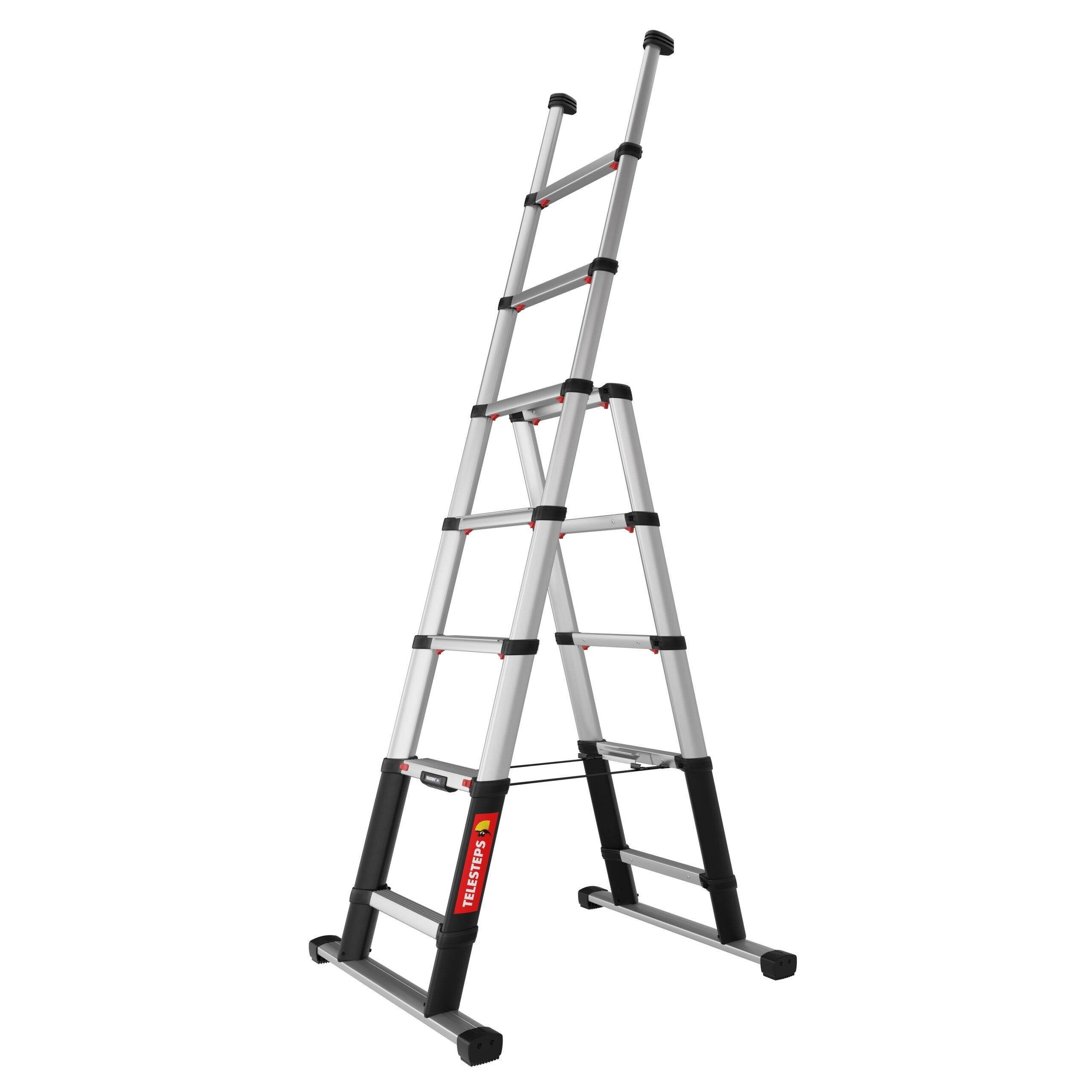 PROREGAL® Teleskopleiter Teleskop-Kombileiter Combi Line 5+2 Stufen