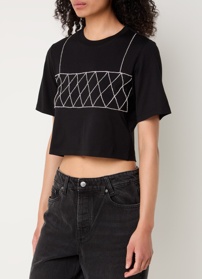 Sandro crop top s kamienkami