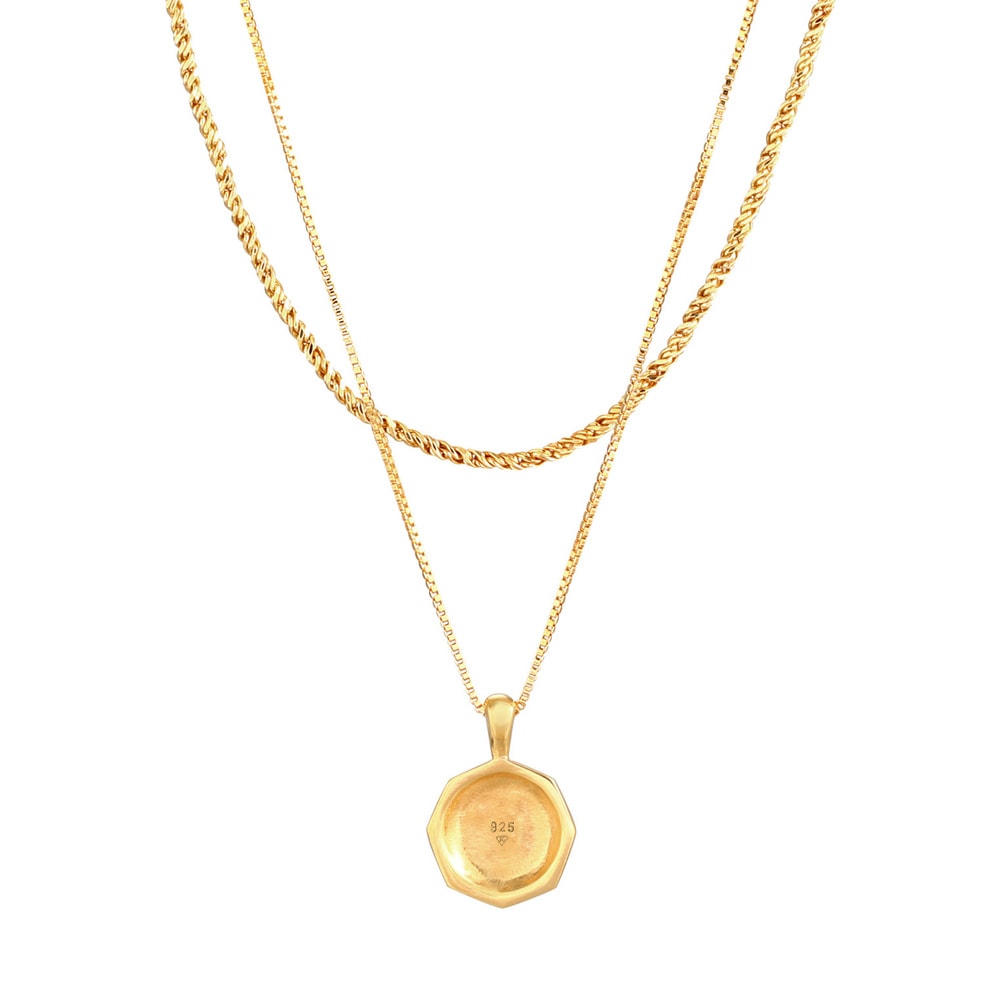 Elli Elli Collier Pendentif pour dames avec pièce de monnaie Couche angulaire ronde Te collier