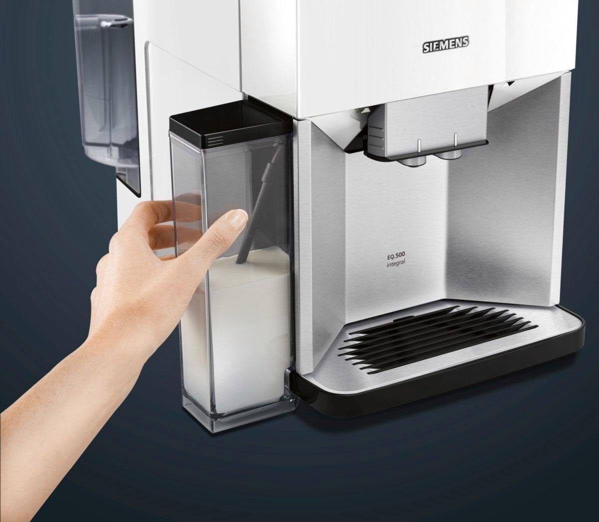 SIEMENS Kaffeevollautomat EQ.500 integral TQ507D02, einfache Bedienung, integrierter Milchbehälter, 2 Tassen gleichzeitig