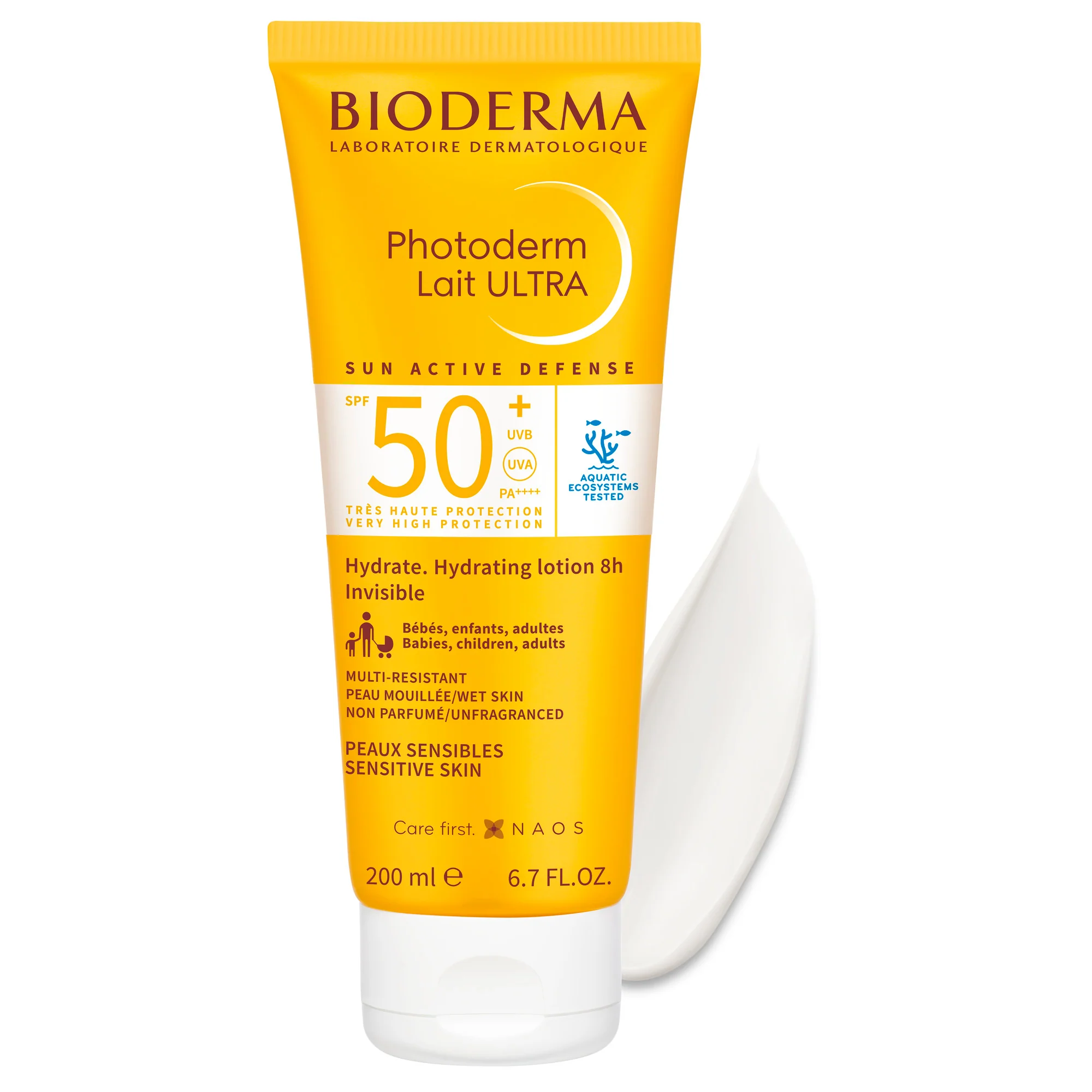 Photoderm Lait Ultra SPF50+ - Solmælk med høj beskyttelse til kroppen, solmælk med høj beskyttelse til ansigtet.