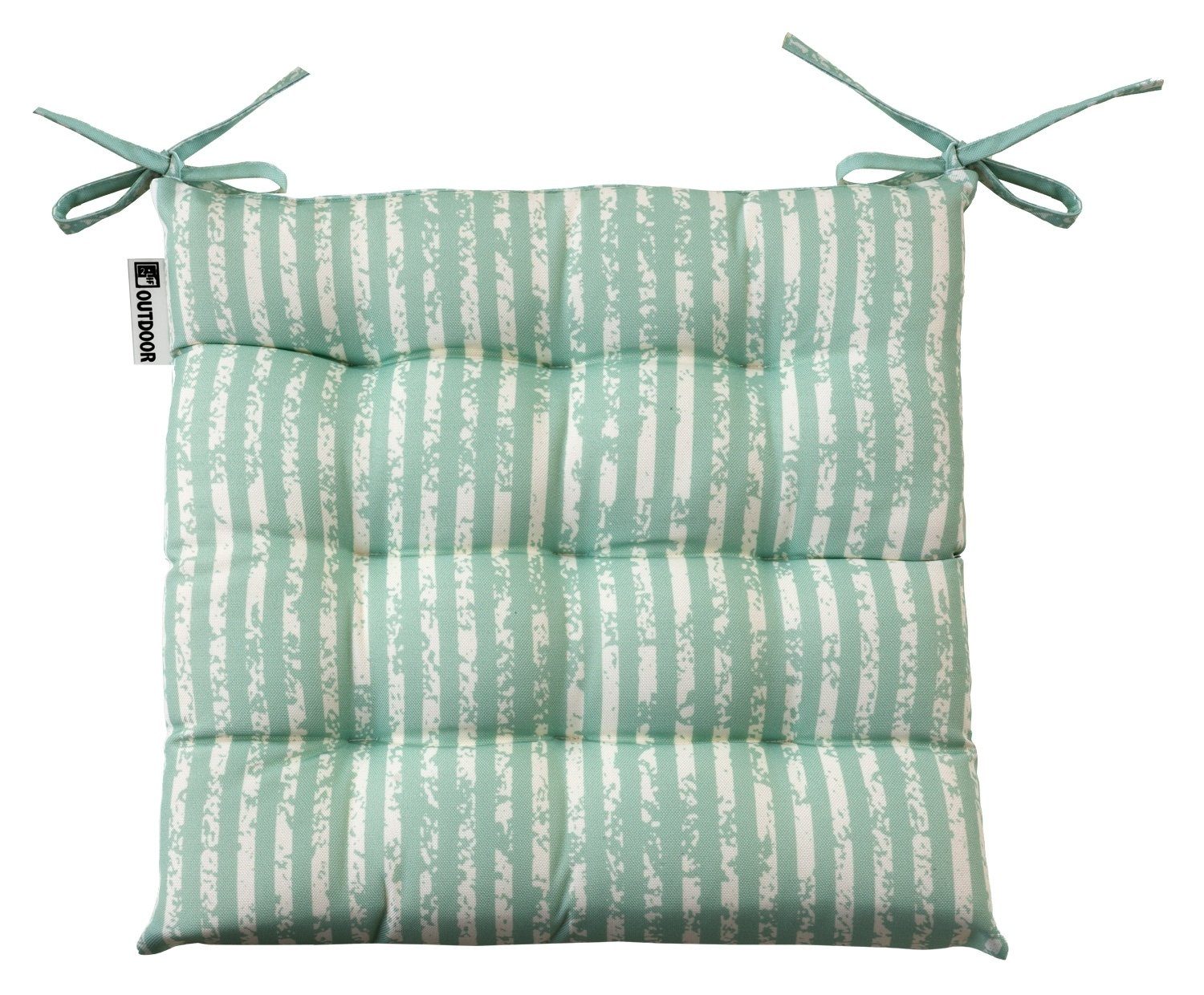 Dekokissen LITTLE STRIPE, Sitzkissen mit Bindekordeln, Grün