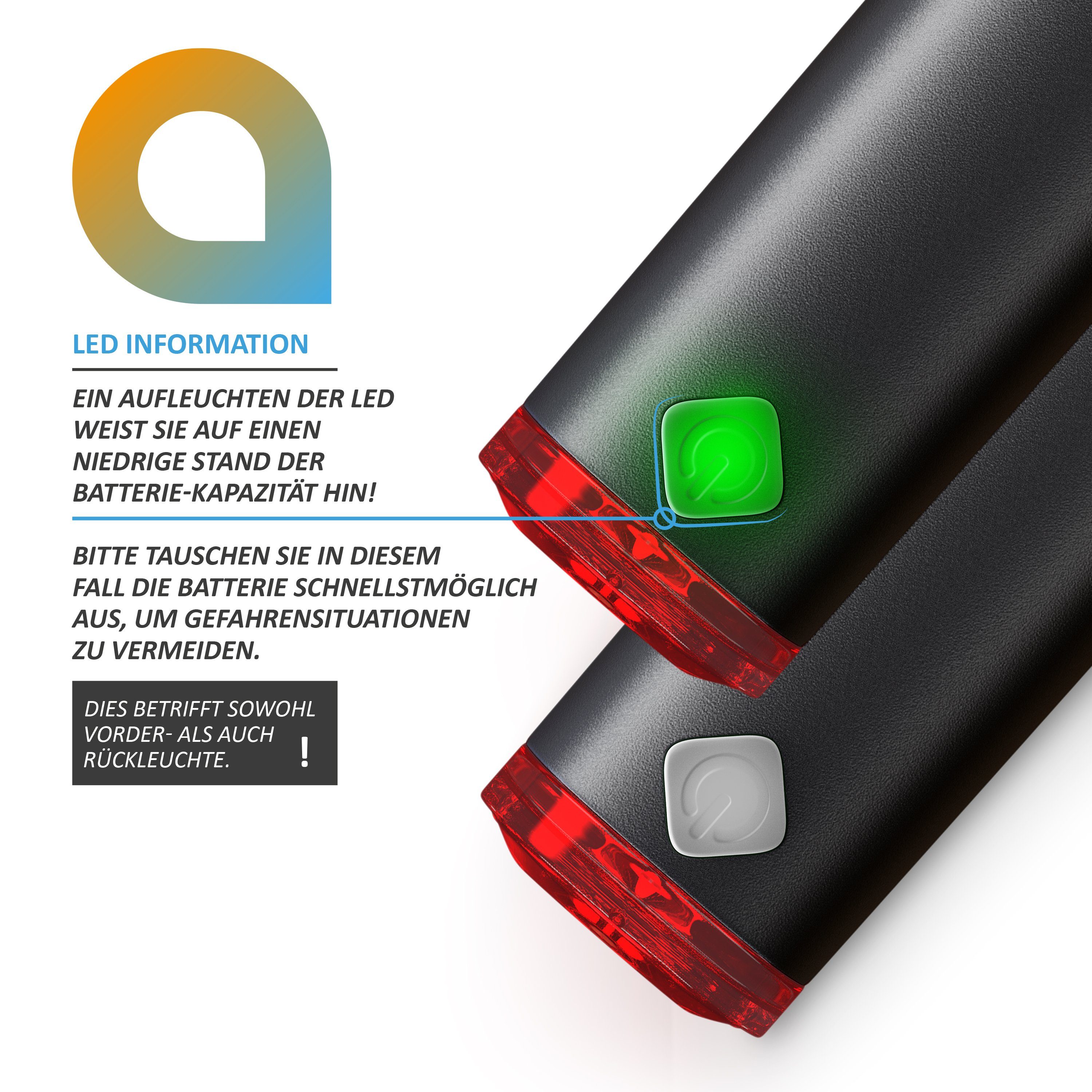 Aplic Fahrradbeleuchtung, LED Fahrradlampen-Set mit Front & Rücklicht StVZO zugelassen, 30 Lux