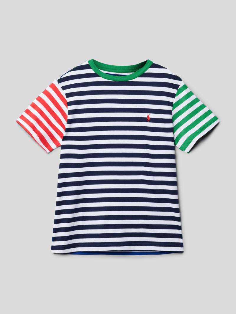 T-Shirt mit Streifenmuster in marineblau