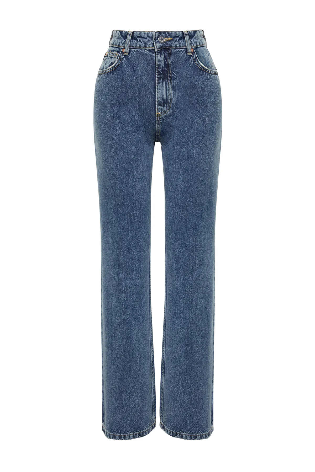 Trendyol Collection  Blaue Jeans mit hoher Taille und weitem Bein TWOSS24JE00018