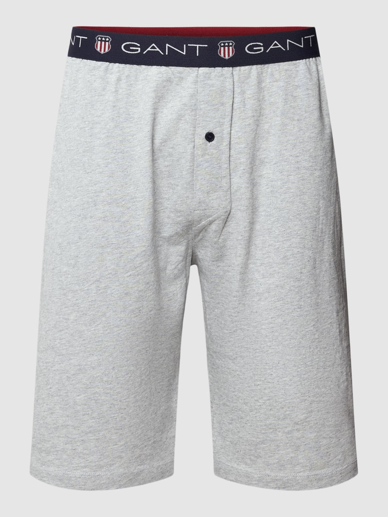 Pyjama-Hose mit elastischem Label-Bund Modell 'SHIELD' in mittelgrau meliert