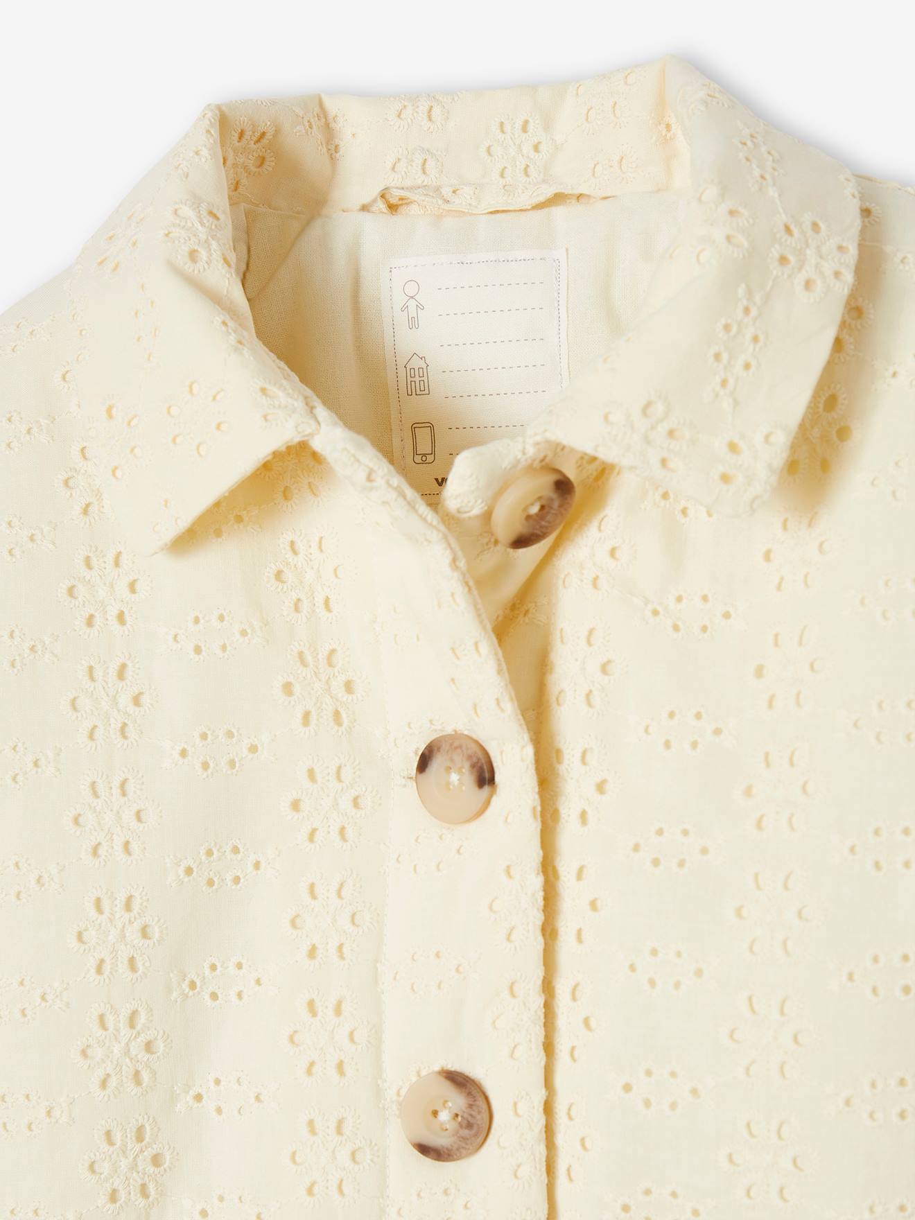 Veste en broderie anglaise fille écru