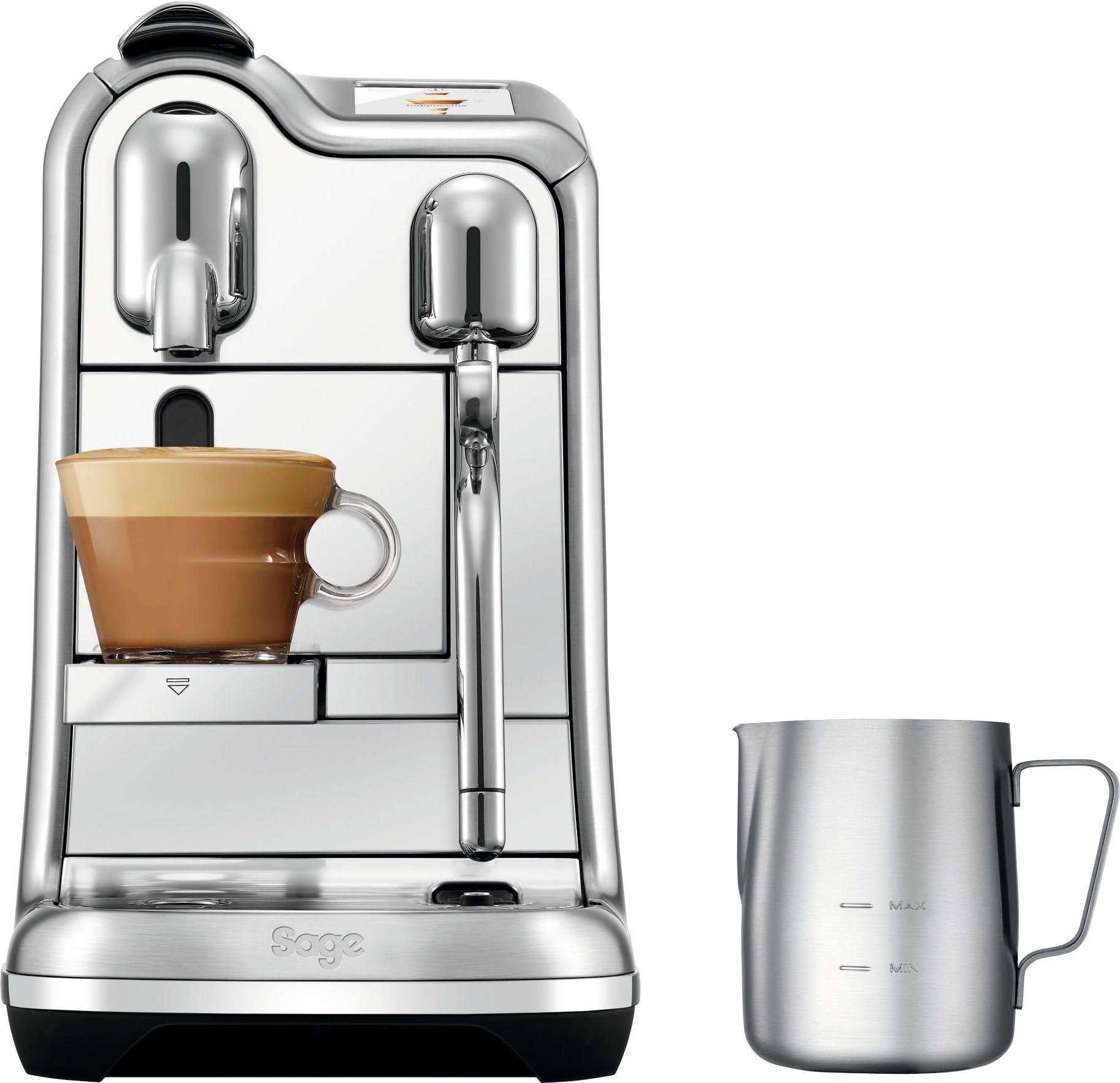 Nespresso Kapselmaschine Creatista Pro SNE900 mit Edelstahl-Milchkanne, inkl. Willkommenspaket mit 14 Kapseln