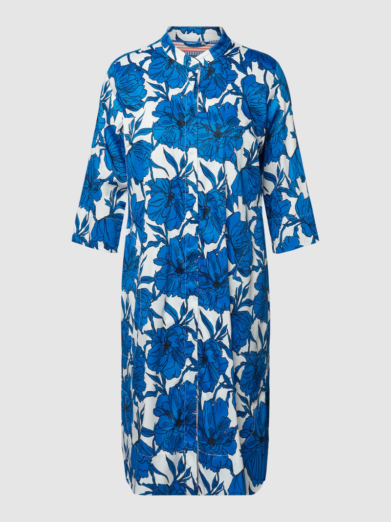Knielanges Tunikakleid mit floralem Muster in royalblau