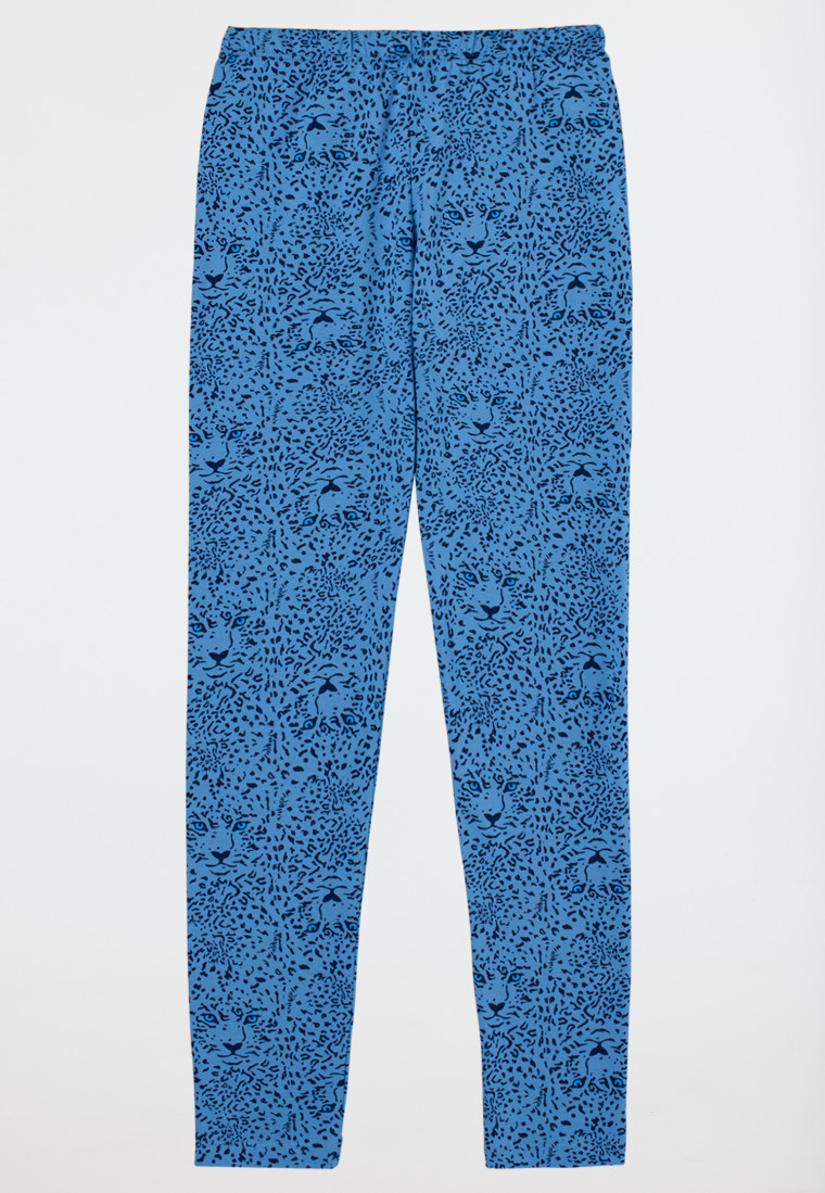 Schlafanzug lang mit Leopardenmuster blau - Nightwear