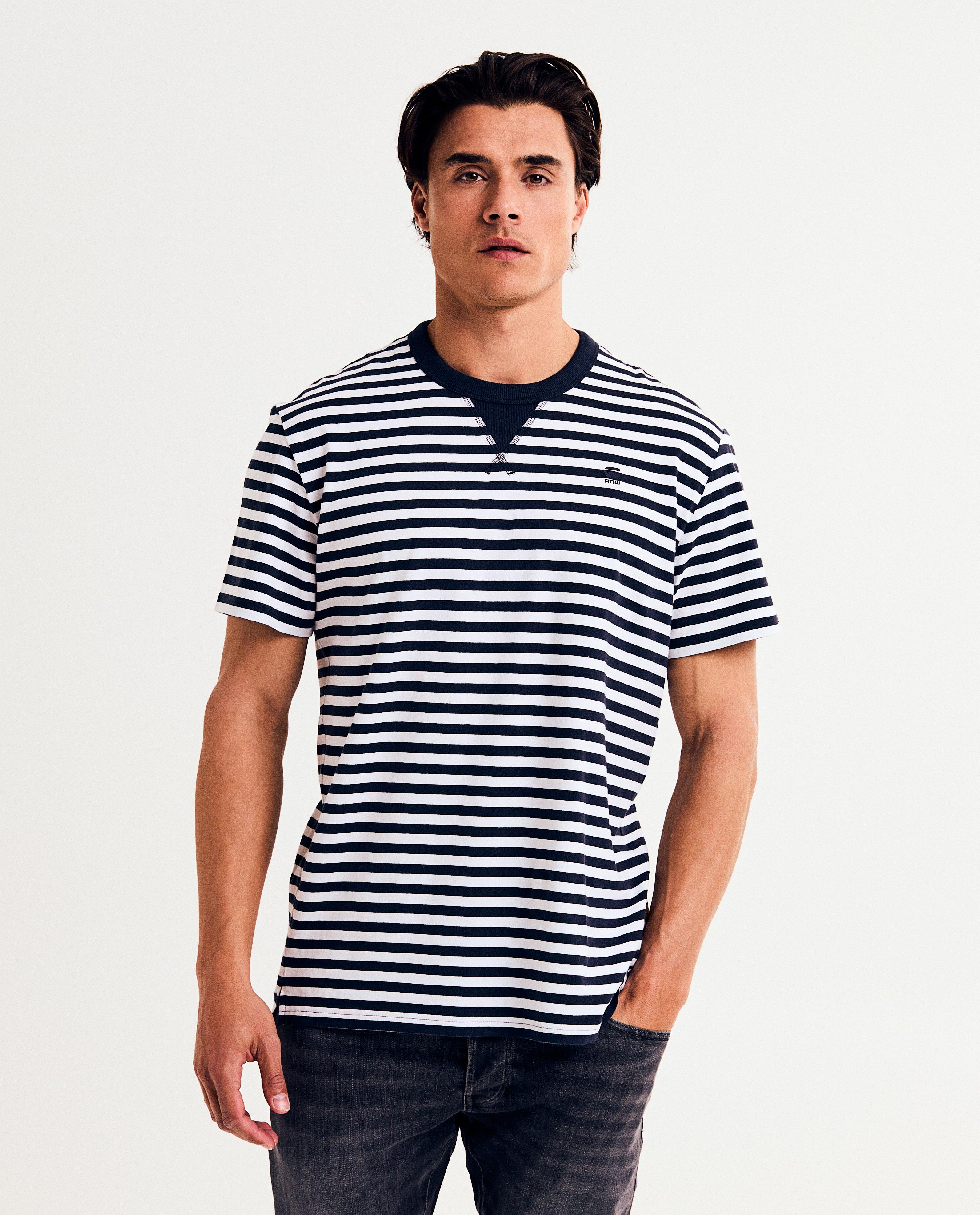 Tricou alb cu dungi G-star