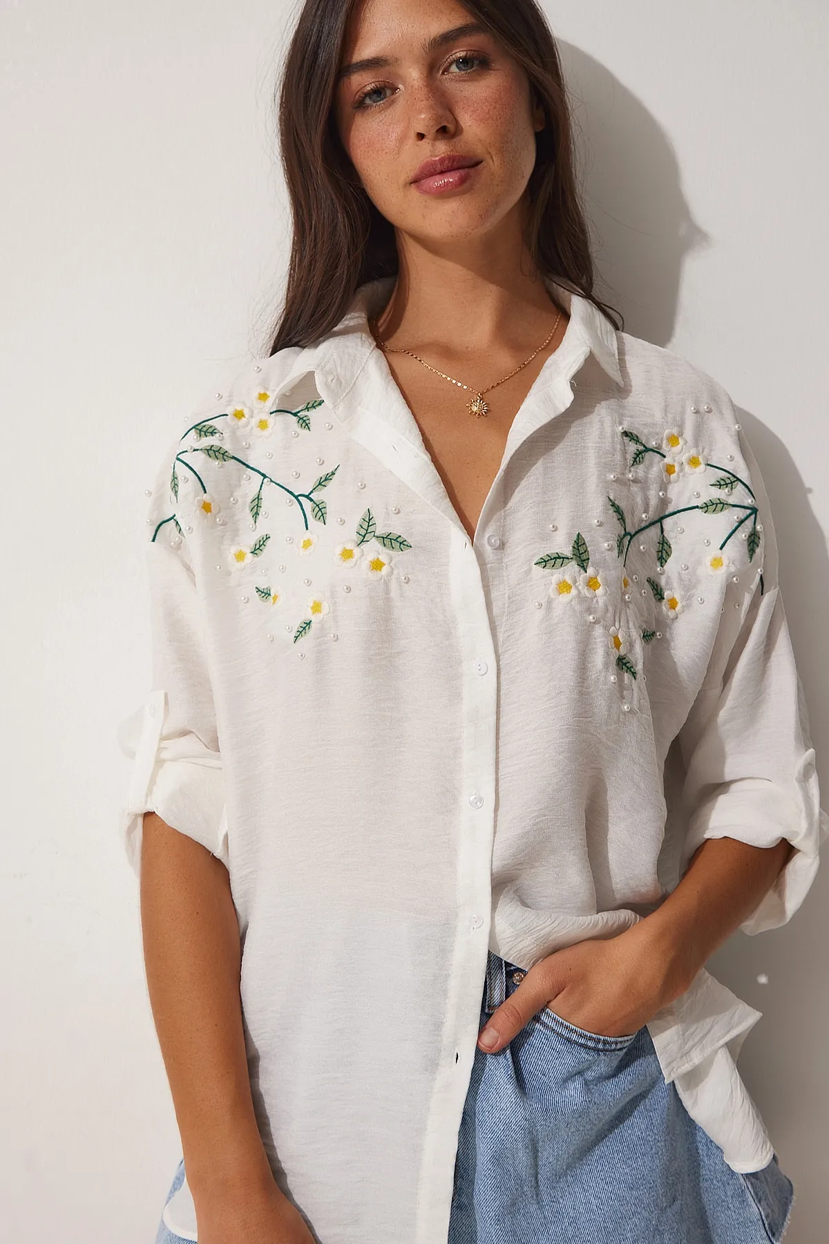 Happiness İstanbul  Hemd - Weiß - Oversized