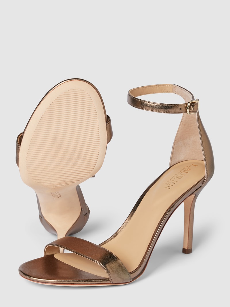 Sandalette aus Leder mit Dornschließe Modell 'ALLIE' in gold