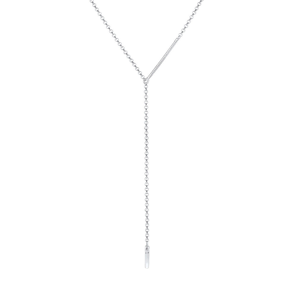 Elli Elli Collier Pendentif Rectangle Chaîne de Y Réglable Collier Femme - Argent (925 collier