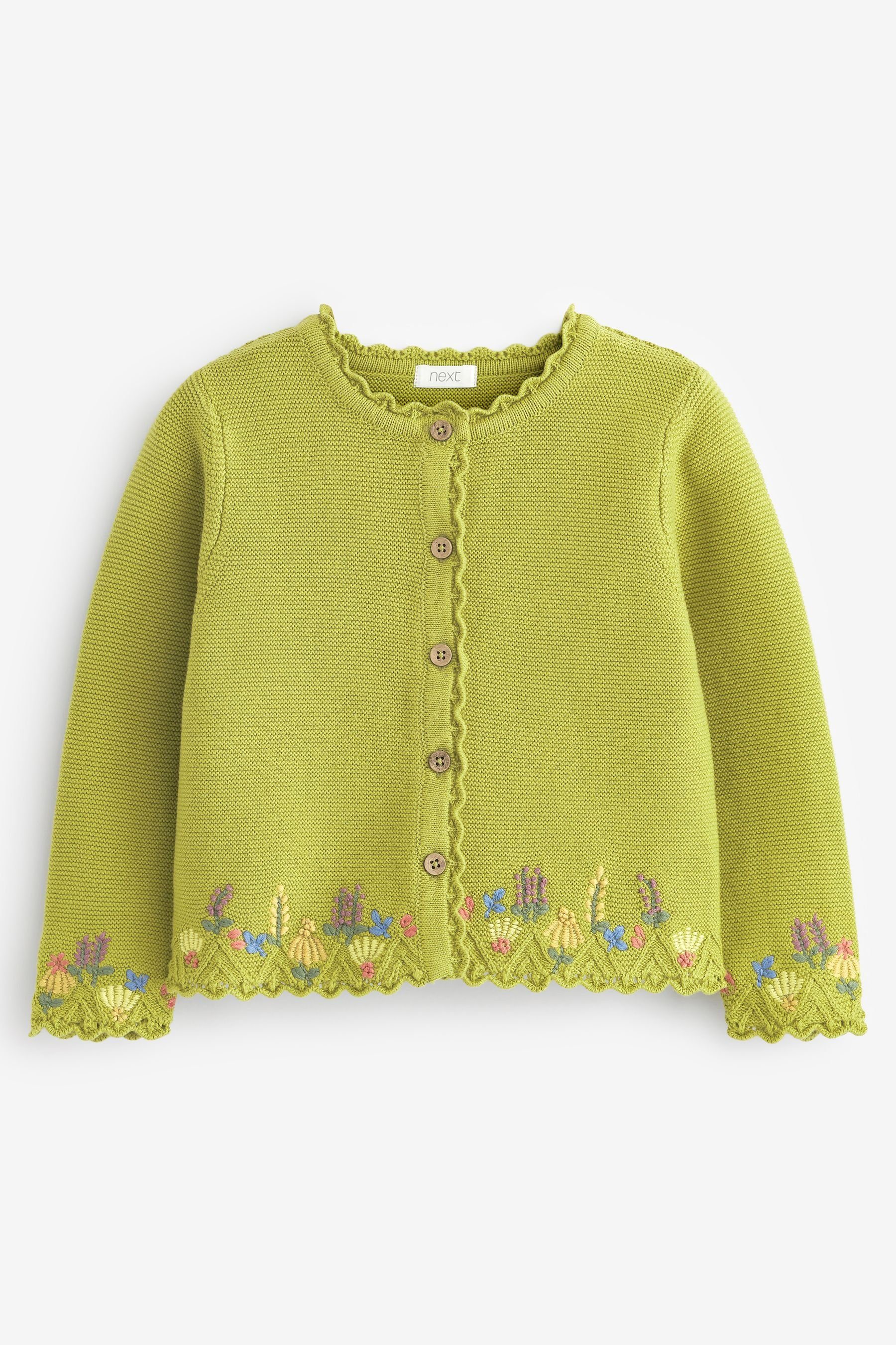 Next Strickjacke Strickjacke mit floralen Stickereien (1-tlg)