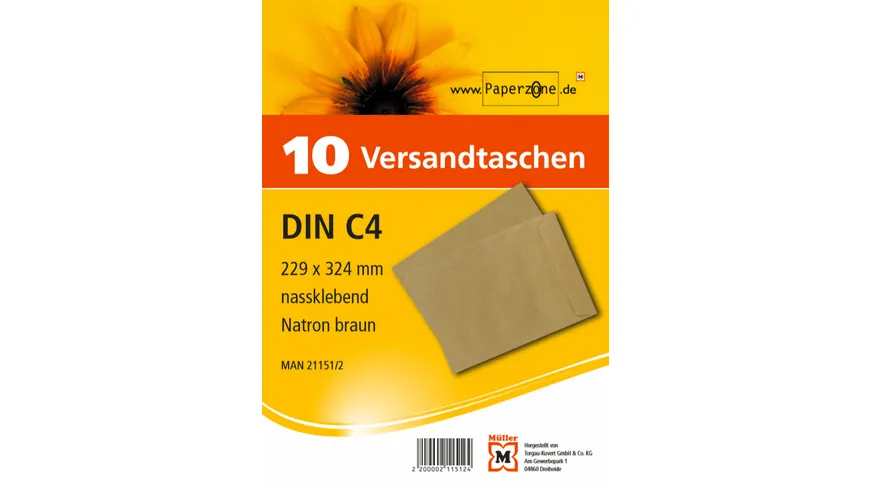 PAPERZONE Versandtasche C4 braun