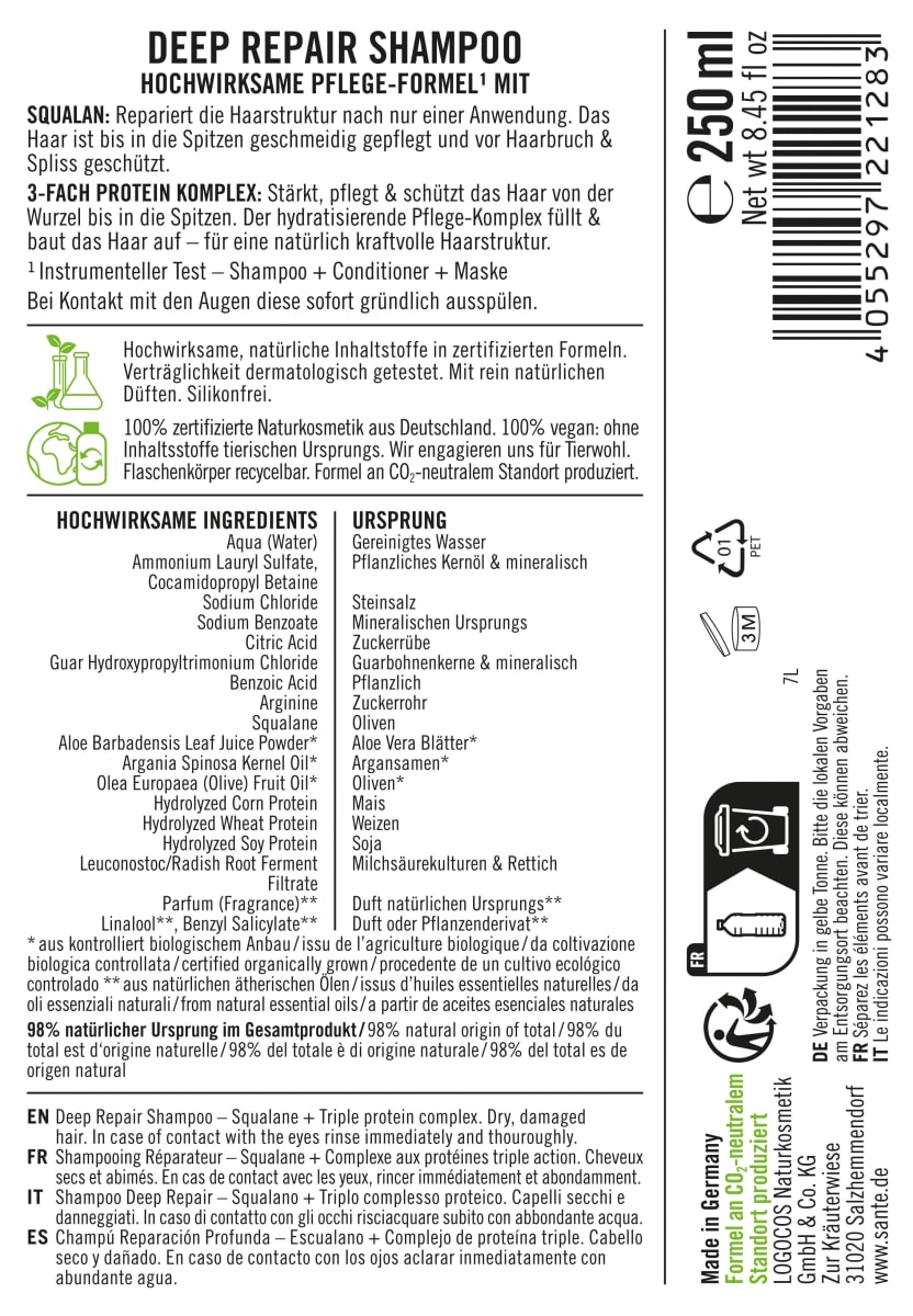 Shampoo Deep Repair, 250 ml
