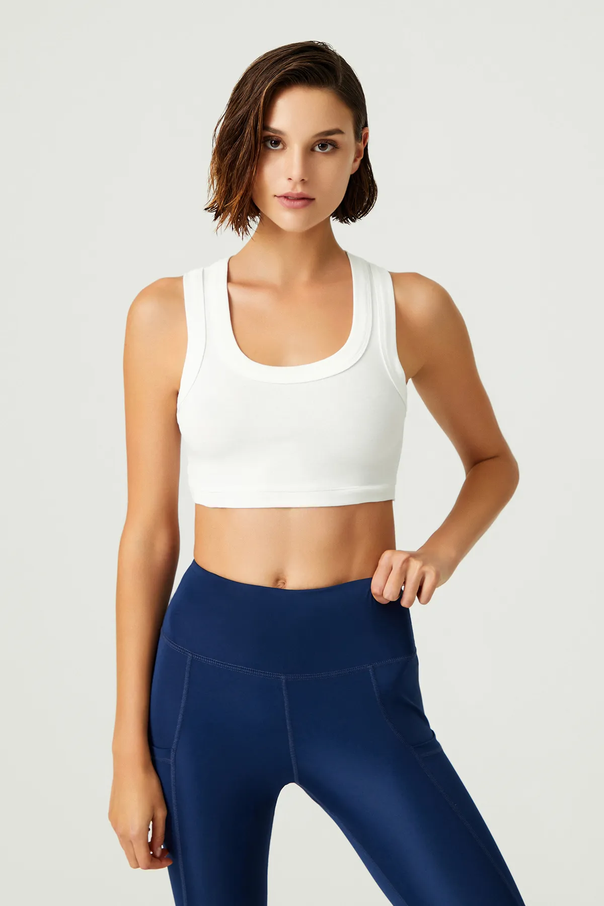 LOS OJOS  x Melodi Ecru Cotton Crop Top Tank mit dicken Trägern