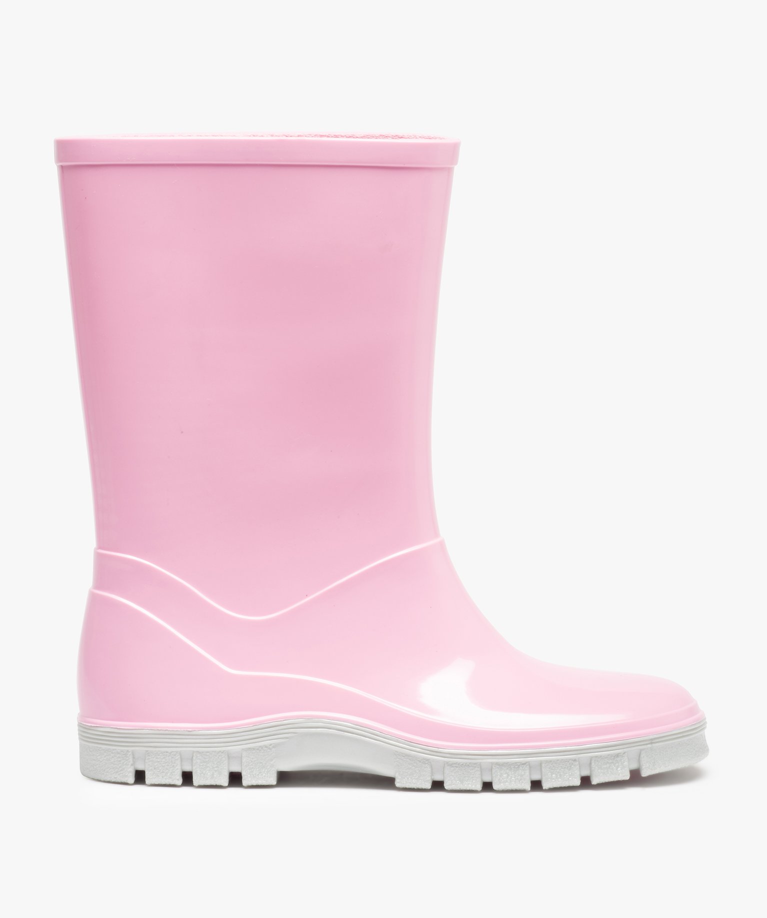Bottes de pluie fille unies à semelle crantée contrastante rose | GEMO