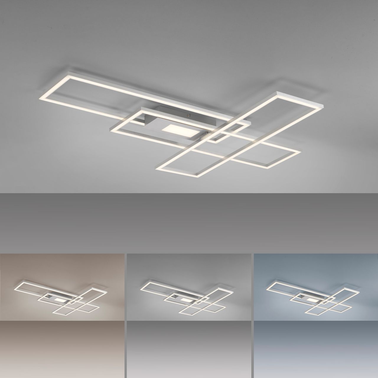 JUST LIGHT LeuchtenDirekt LED Deckenleuchte ASMIN, 1xLED-Board/45Watt, CCT, dimmbar, IR-Fernbedienung, Innenleuchte, IP20