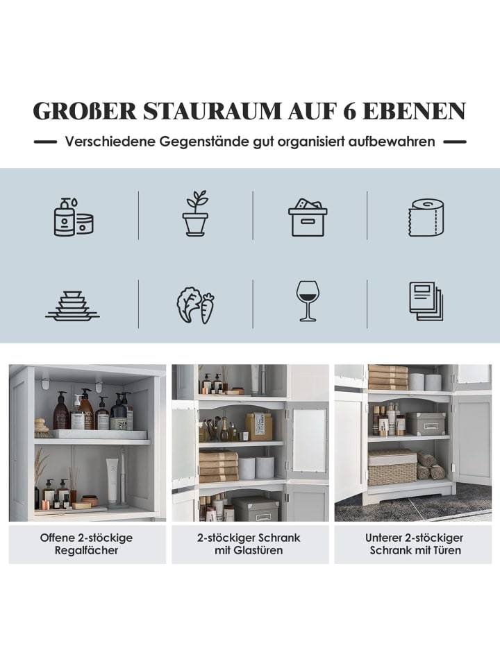 COSTWAY Badezimmerschrank 163cm in Weiß günstig kaufen onesize