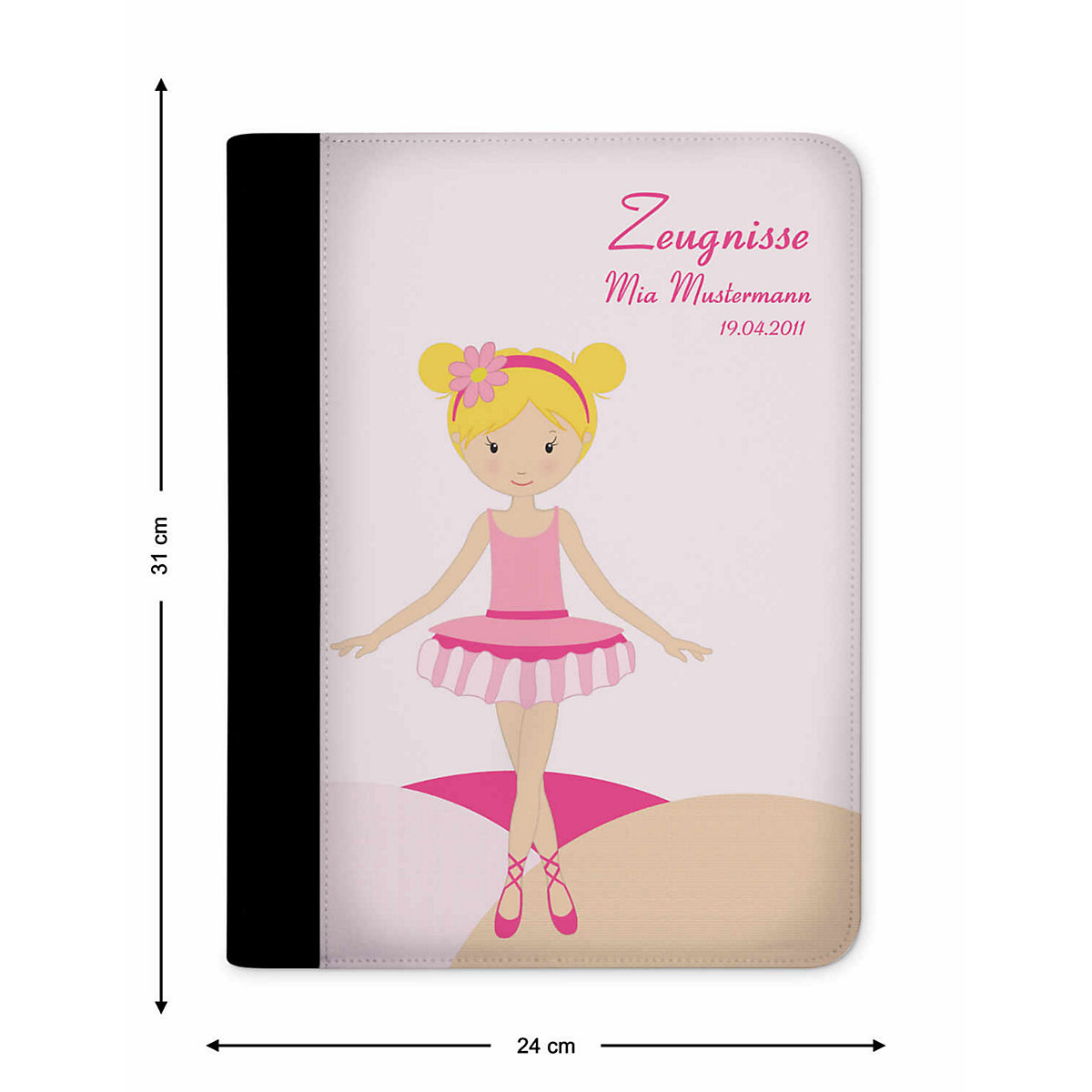Zeugnismappe / Dokumentemappe mit Name personalisiert Balerina