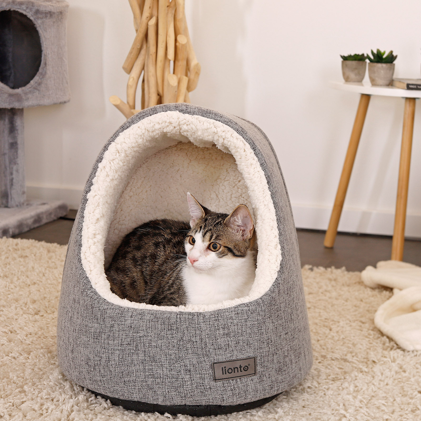 Lionto Katzenbetten & Katzensofas Lionto Katzenhöhle mit Wendekissen hellgrau