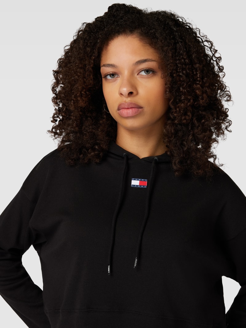 Cropped Hoodie mit Logo-Badge Modell 'HERITAGE' in schwarz