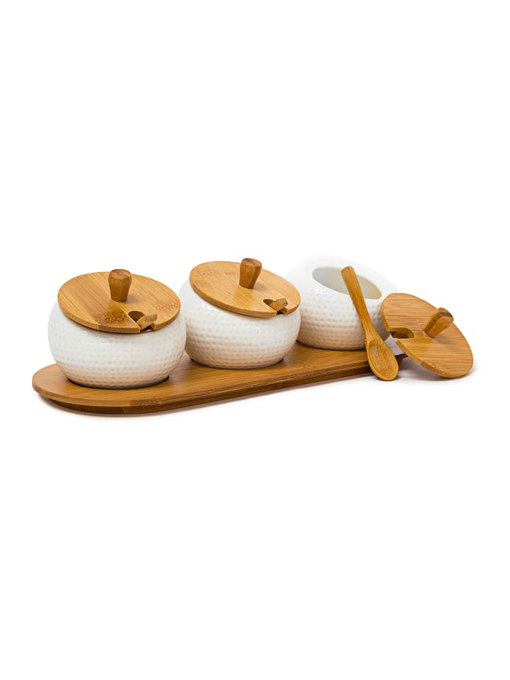relaxdays Gewürzhalter Jiao in Natur/Weiß - (B)30,5 x (H)8,5 x (T)12 cm günstig kaufen onesize