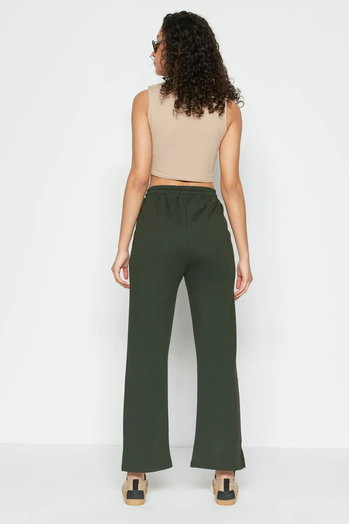 C&City  Jogginghose mit Schlitz und ausgestelltem Bein, 741 Khaki